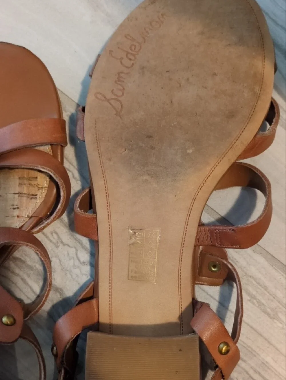 Sam Edelman Brown Strappy T‑Bar Sandals - Picture 3 of 4